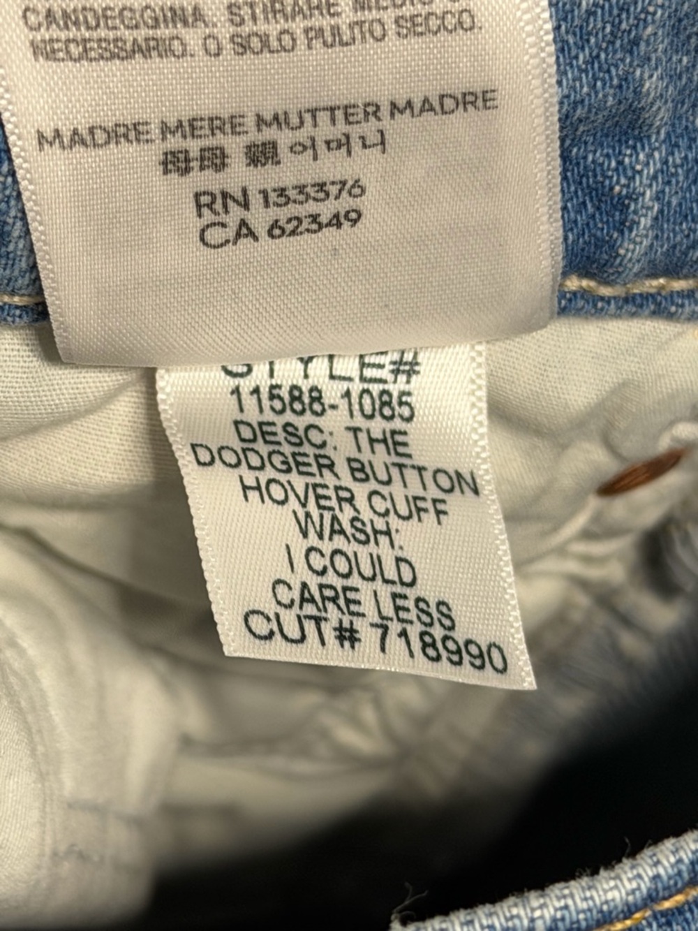 MOTHER The Dodger Button Hover Cuff jeans in "I Could Care Less" - Picture 7 of 8